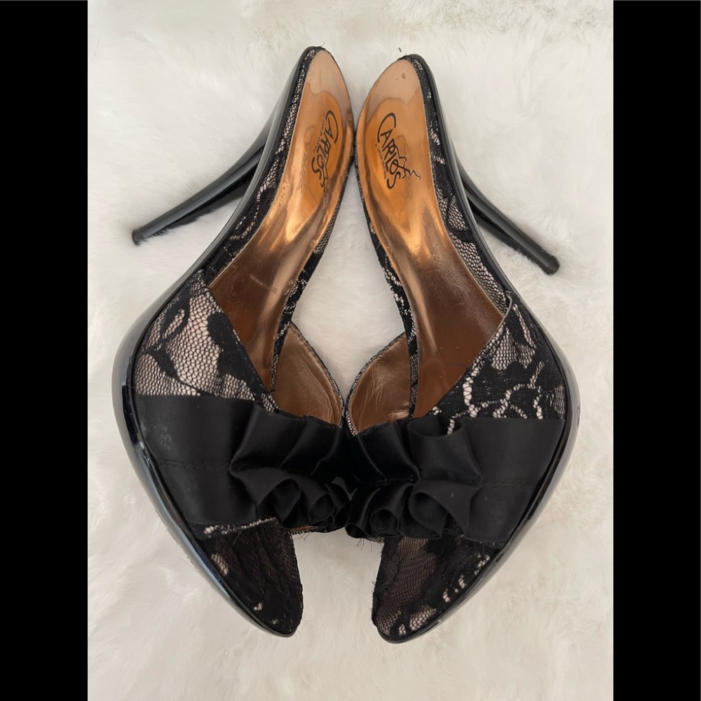 Sexy Carlos Santana High Heel Black Lace & Ribbon Slide - Picture 6 of 12